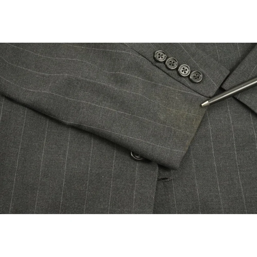 Oxxford Clothes Aristocrat Men's 42R Gray Striped Wool Vented Notch Lapel Blazer